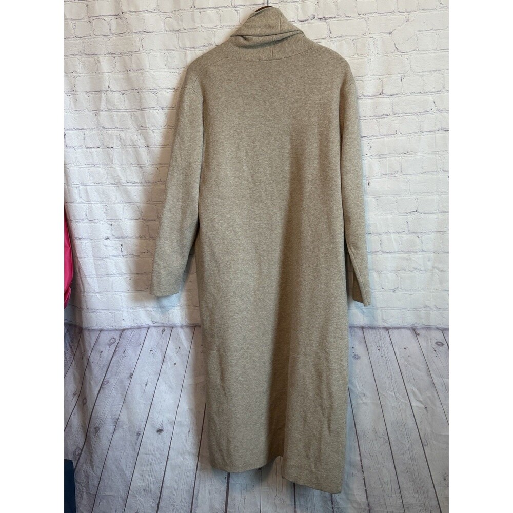 MaxSport Duster Cardigan Sweater XL Beige Knit Long Open Front Coatigan - Picture 6 of 10